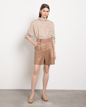 Peserico Brown leather shorts P04004C0309384