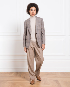 Brunello Cucinelli Beige cashmere turtleneck with monil chain M12150103P