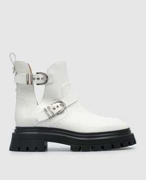 Stuart Weitzman Mverick white leather boots SF018