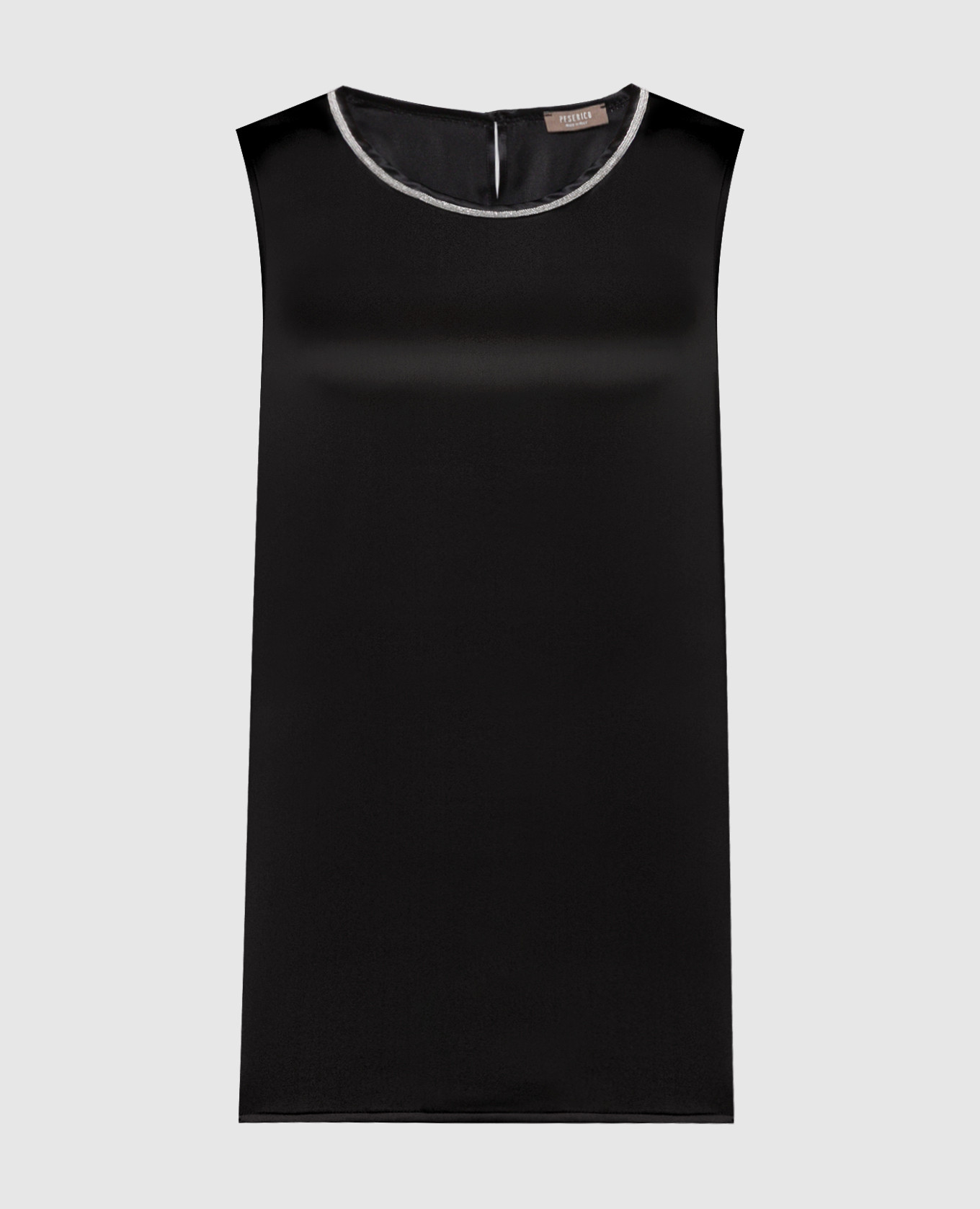 

Black silk top with monil chain Peserico