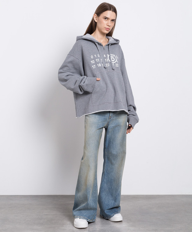 Maison Margiela MM6 - Gray hoodie with logo print S52GU0204S25387