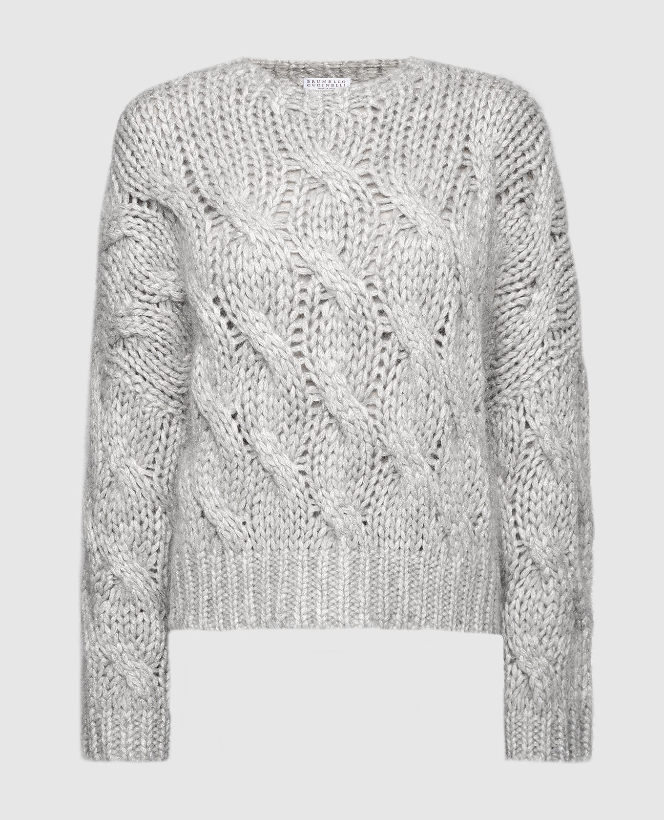 Gray sweater in a textured pattern with lurex brunello cucinelli