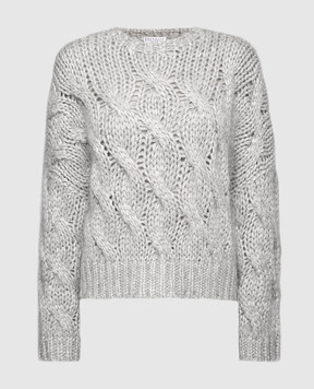 Brunello Cucinelli Gray sweater in a textured pattern with lurex MMA371400