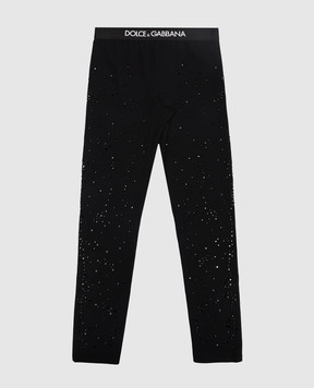 Dolce&Gabbana Children's black leggings with crystals L5JP3JG7JK9