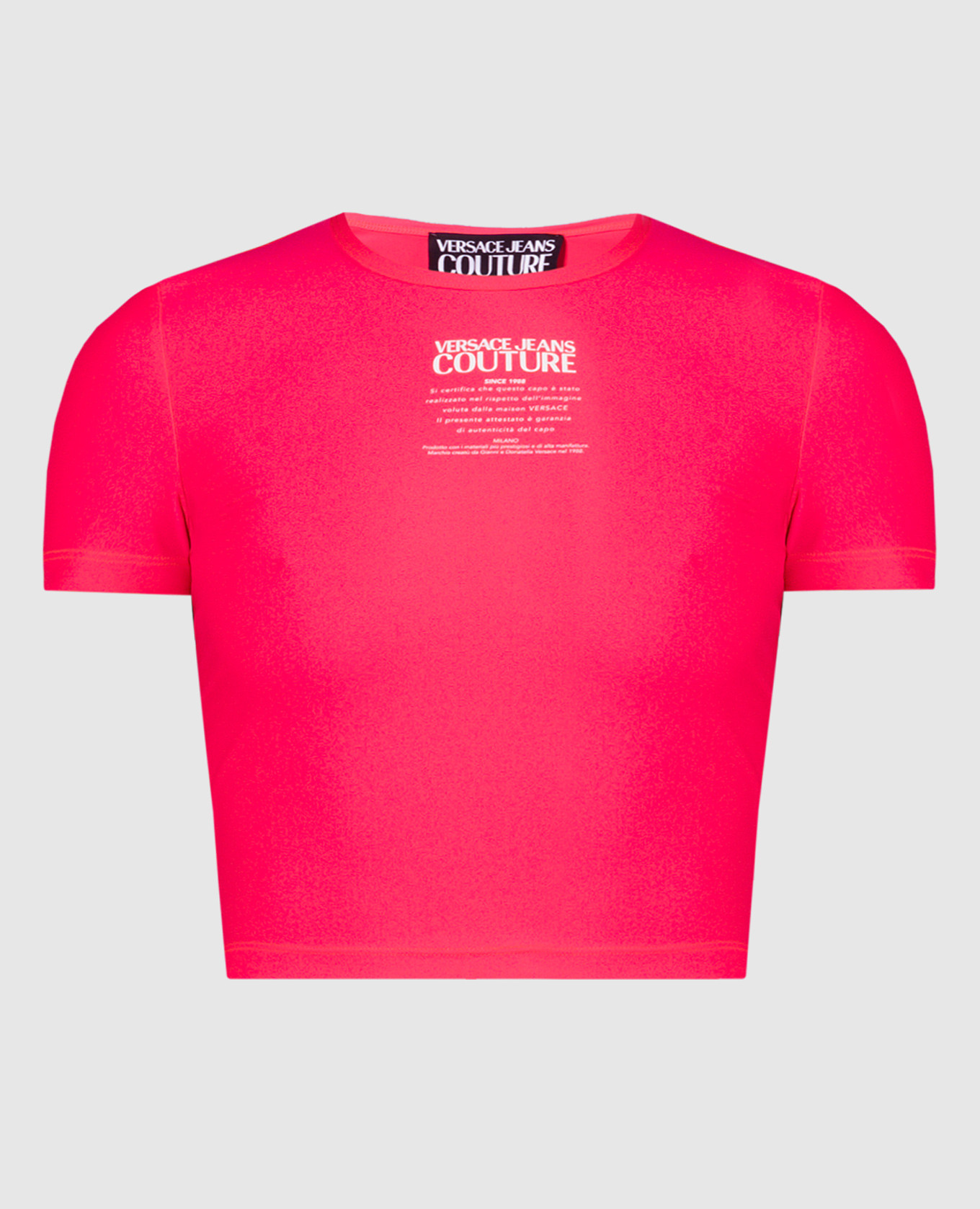 

Pink t-shirt with Warranty logo print Versace Jeans Couture, Розовый