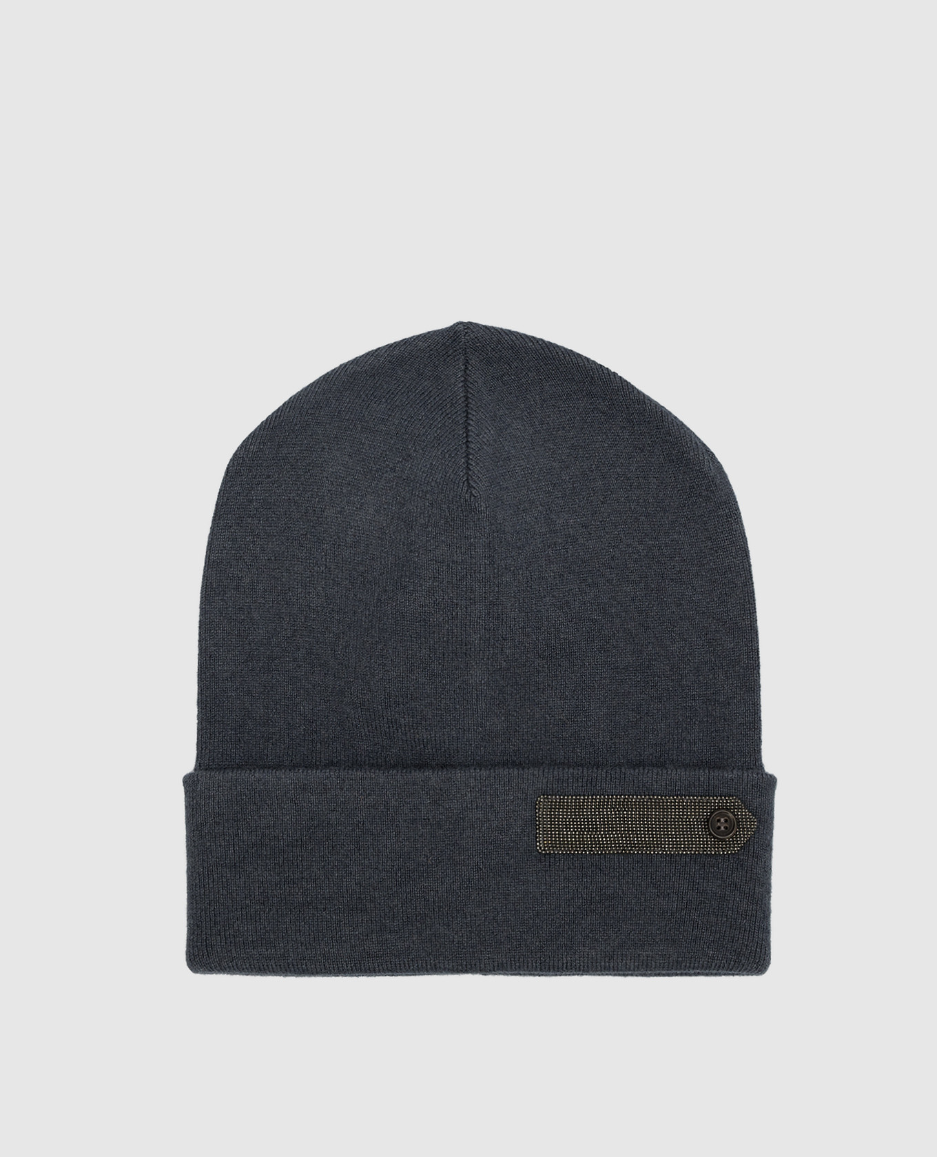 Blue cashmere hat with monil chain brunello cucinelli