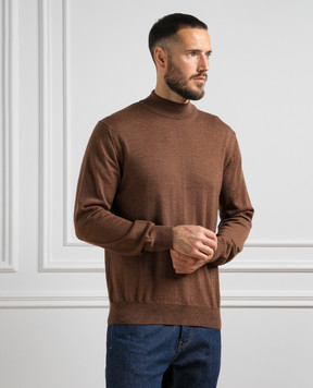 Cashmere&Whiskey Brown melange wool jumper 97397