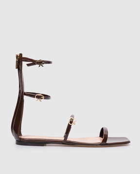 Gianvito Rossi Ribbon Downtown Brown Leather Sandals G6171505CUOVER