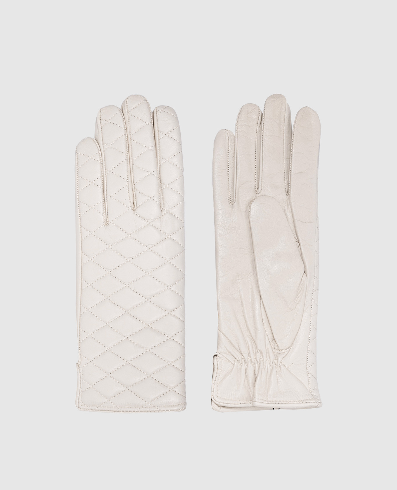 

Beige leather quilted gloves Sermoneta Gloves, Бежевый