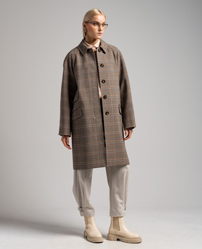 Max Mara Sportmax Vasaio check brown coat VASAIO