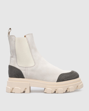 Babe Pay Pls Gray suede chelsea boots with monil chain 762