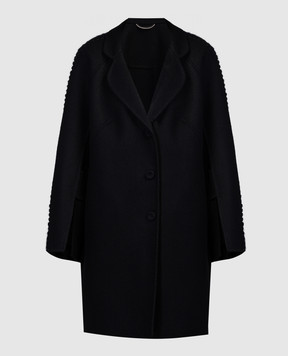 Ermanno Scervino Black coat made of wool with textured embroidery D436D310RHNG