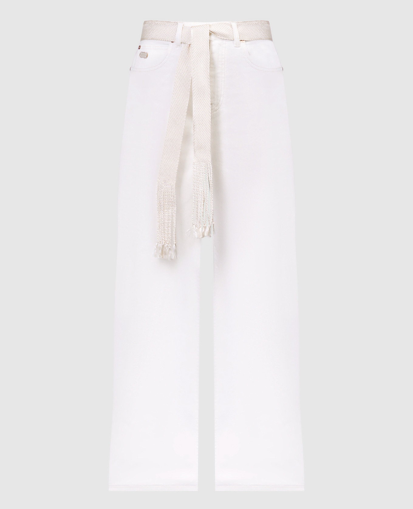 

White jeans with a belt Agnona
