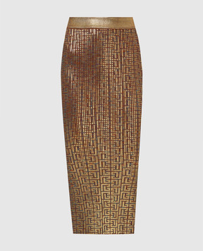 Balmain Metallic effect midi skirt XF1LD041KB29