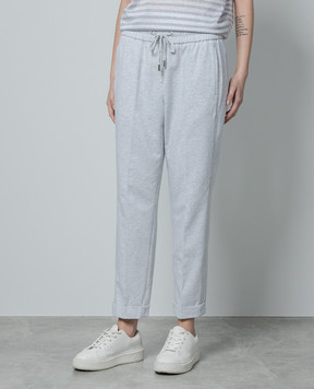 Peserico Gray melange pants with monil chain P04715J002379