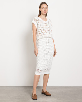 Brunello Cucinelli White skirt with sequins M70572289
