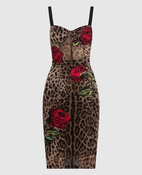 Dolce&Gabbana Brown dress in leopard print J61392FSEGZ