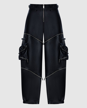 Off-White Black leather cargo transformers with zippers OMJB034F23LEA001