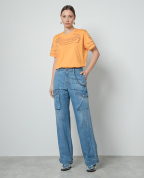 Ermanno Scervino Orange t-shirt with lace D442L329DUX