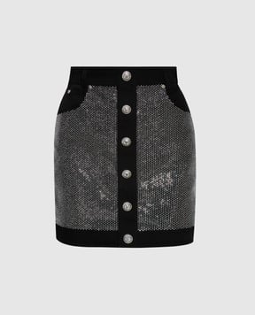 Balmain Black mini skirt with crystals BF0LB861DD76