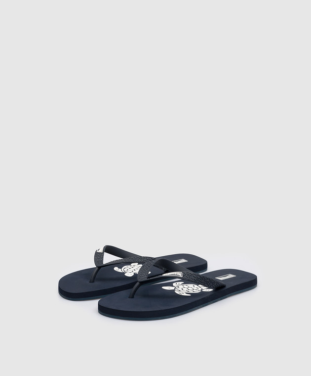 ! VILEBREQUIN Copp In Blue flip flop Vilebrequin - Copp Turtle Logo Flip Flops in Blue COPU3500  main image 2