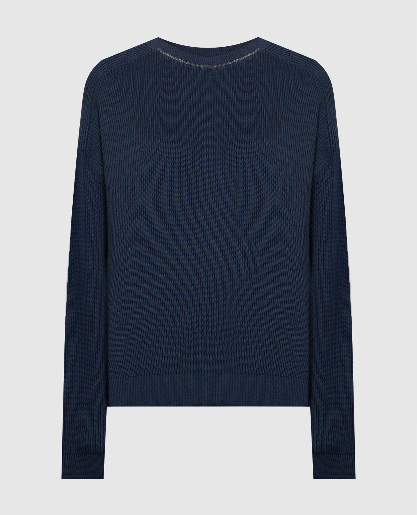 

A blue sweater with a monil chain made of eco-tuni Brunello Cucinelli, Синий