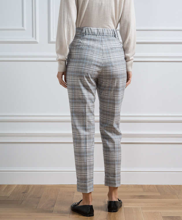 パンツ Peserico Check wool trousers Peserico - Gray checkered wool pants P0462808331 - shop with