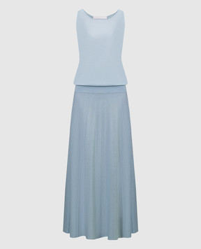 Babe Pay Pls Blue wool pleated top and skirt suit MD9792318465R