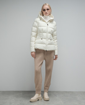 Moncler Avoce beige down jacket with logo patch 1A00075539ZD