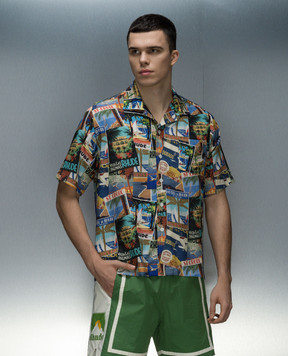Rhude POSTCARD silk print shirt RHPS24SR08174976