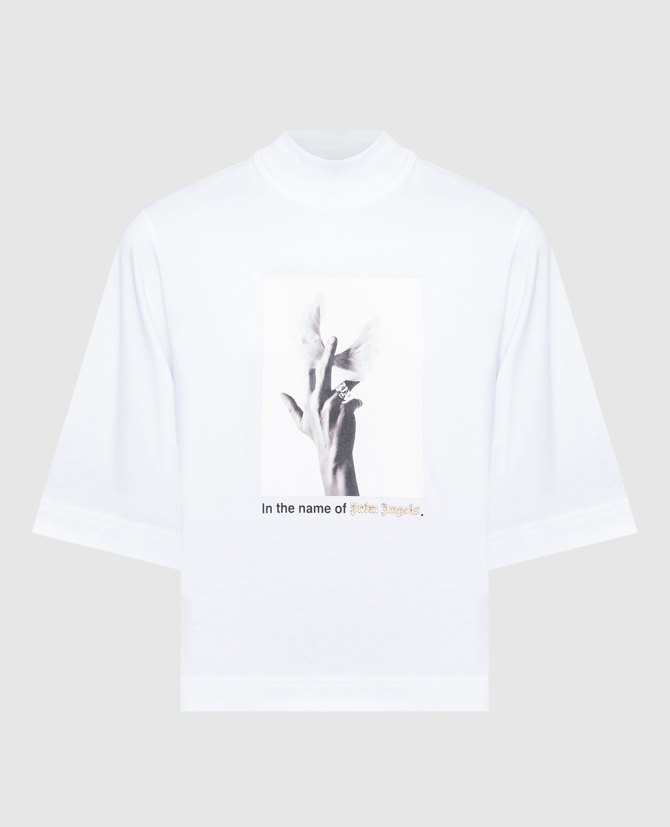 White t-shirt with wings print palm angels