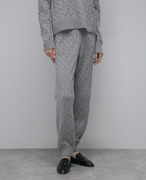 Ballantyne Gray joggers made of wool in a textured pattern B1T0427W106