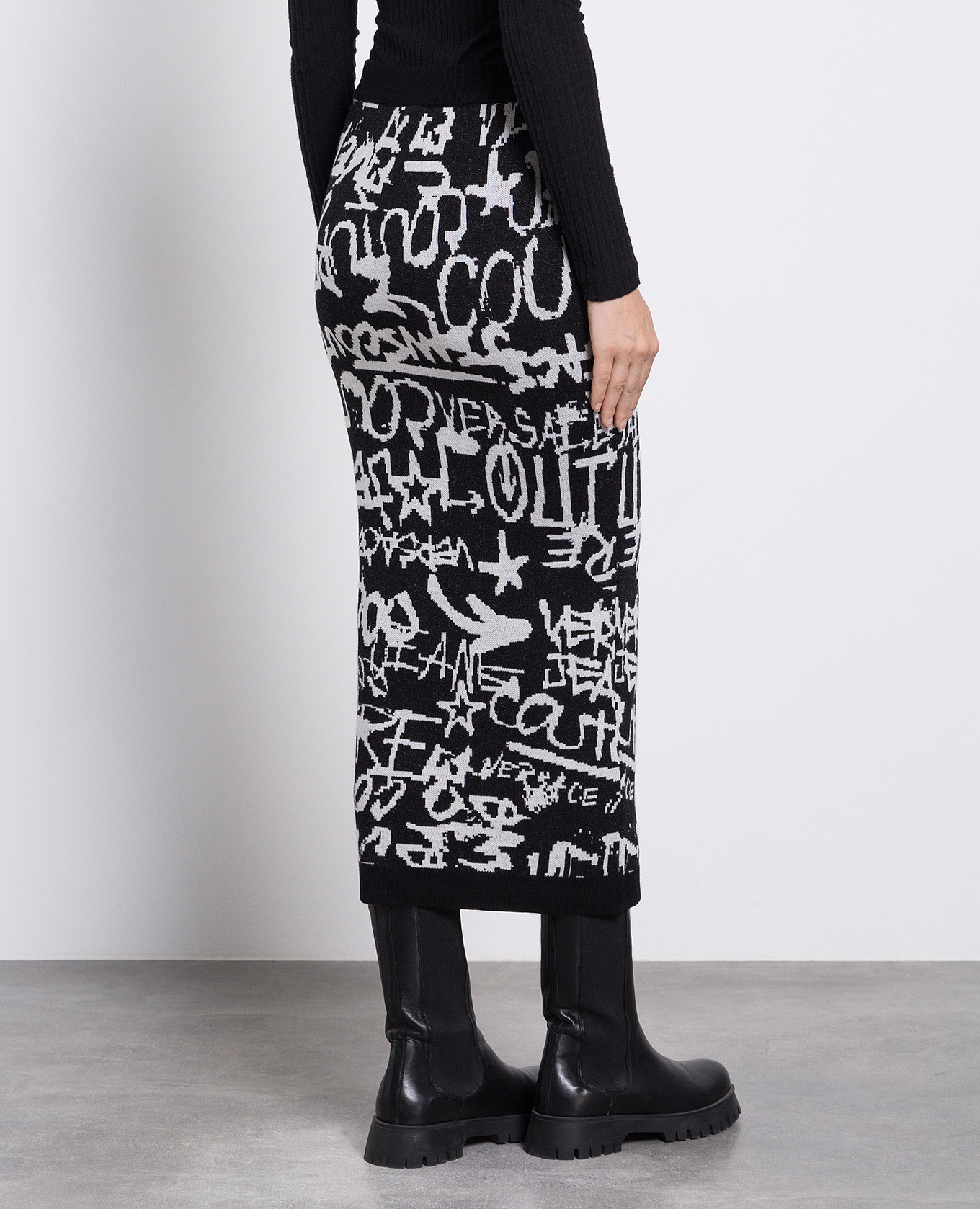 Logo Brush Couture black pencil skirt Versace Jeans Couture 4
