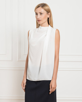 Brunello Cucinelli White silk blouse with monil chain MB993BC204