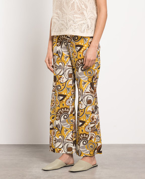 Max Mara Licia yellow flared pants in an abstract print LICIA