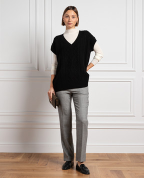 Ballantyne Black vest made of straight cut wool in a textured pattern B1S1117W113