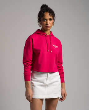 Balmain Pink hoodie with textured logo CF1JP040BB01