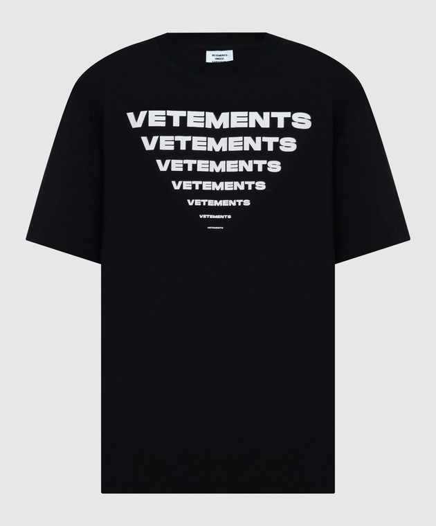 Vetements - Black t-shirt with logo print UE64TR140B - shop