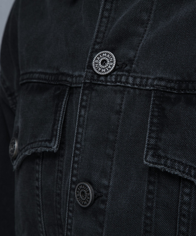 Balmain - Gray denim jacket with slits and logo CH1TC300DD95