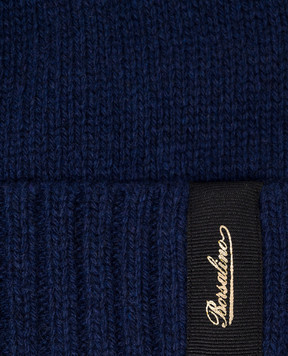 Borsalino Blue cashmere hat with logo 13354EWS