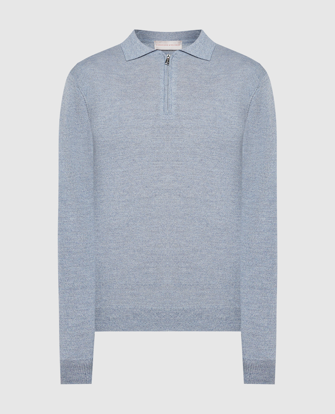 Blue melange wool polo shirt