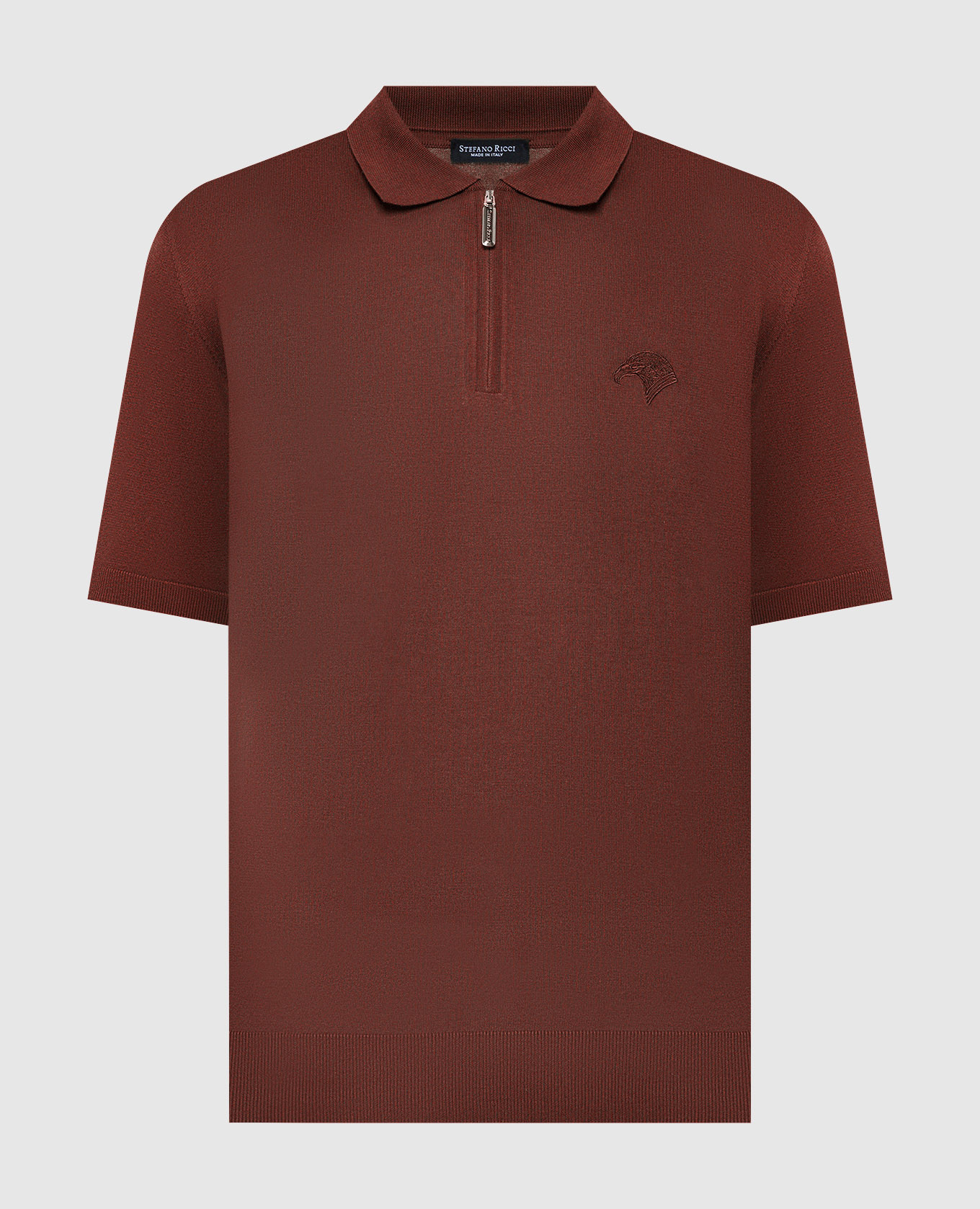 

Brown polo shirt with logo emblem embroidery Stefano Ricci