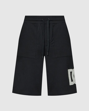 Dolce&Gabbana Black combo shorts with logo patch GP058ZG7L3P