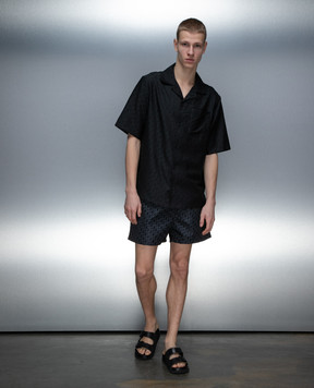 Off-White Black swim shorts with logo pattern OMFD011C99FAB002