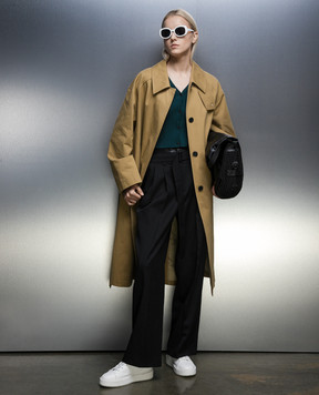 Juun.j Green ribbed cropped cardigan with metallic logo JW375AW01