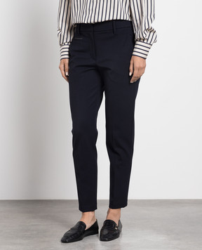 Brunello Cucinelli Blue pants with monil chain MP526P8396