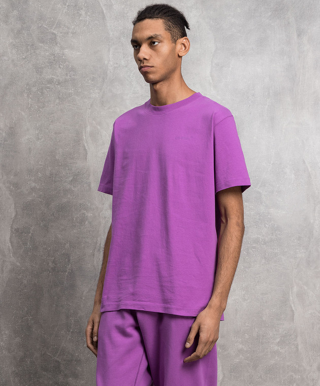 Off-White - Purple t-shirt with logo print OMAA027S23JER001