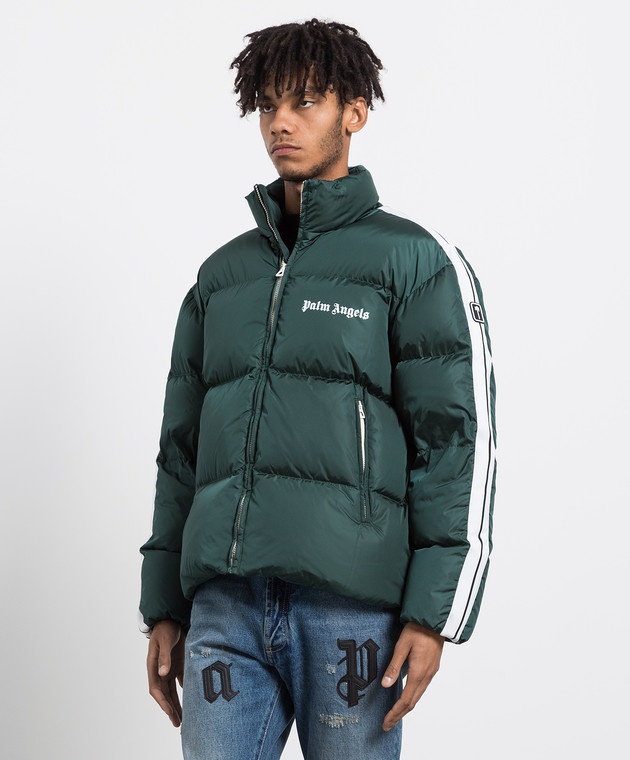 Palm Angels - Green down jacket with logo PMED019F22FAB001