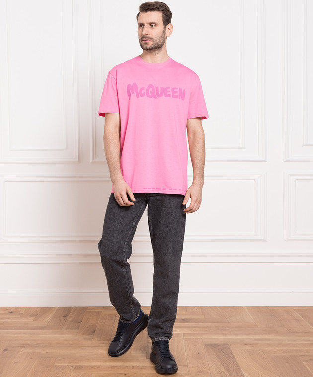 Alexander McQueen - Pink t-shirt with Mcqueen Graffiti logo