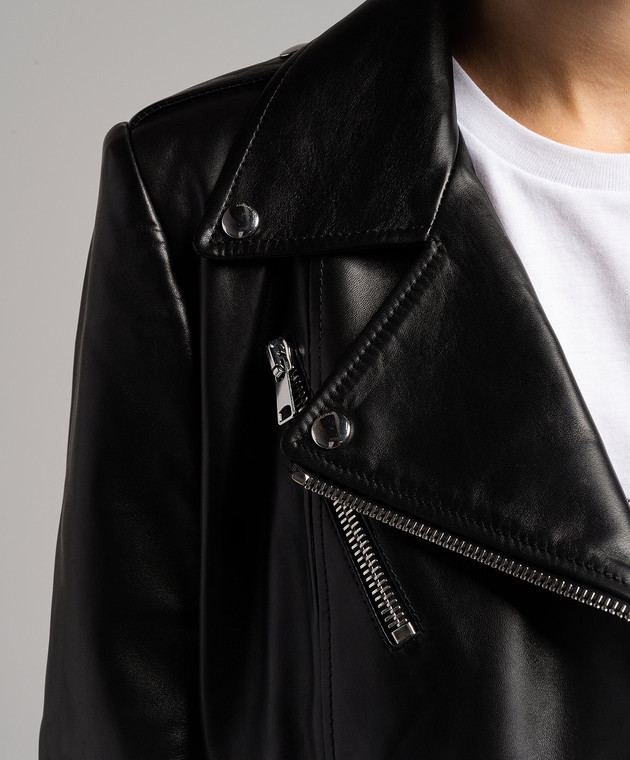Alexander McQueen - Black leather cropped jacket 668451Q5AK8